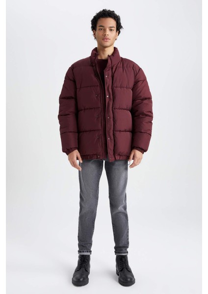 Fermuarlı Çıtçıtlı Cepli Dik Yaka Şişme Mont A2519AX23WN