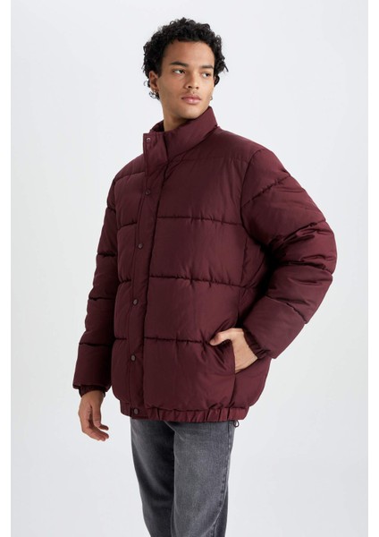 Fermuarlı Çıtçıtlı Cepli Dik Yaka Şişme Mont A2519AX23WN