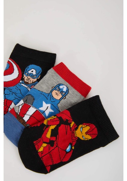 Erkek Çocuk Marvel Avengers 3'lü Pamuklu Patik Çorap Z8967A6NS