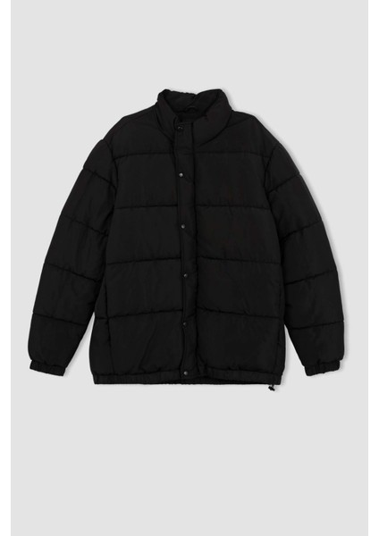Fermuarlı Çıtçıtlı Cepli Dik Yaka Şişme Mont A2519AX23WN