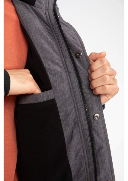 Isı Yalıtımlı Şişme Mont Çıkarılabilir Kapüşonlu Polar Astarlı Su Geçirmez U9773AZ23WN