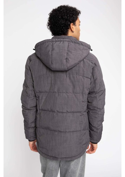 Isı Yalıtımlı Şişme Mont Çıkarılabilir Kapüşonlu Polar Astarlı Su Geçirmez U9773AZ23WN