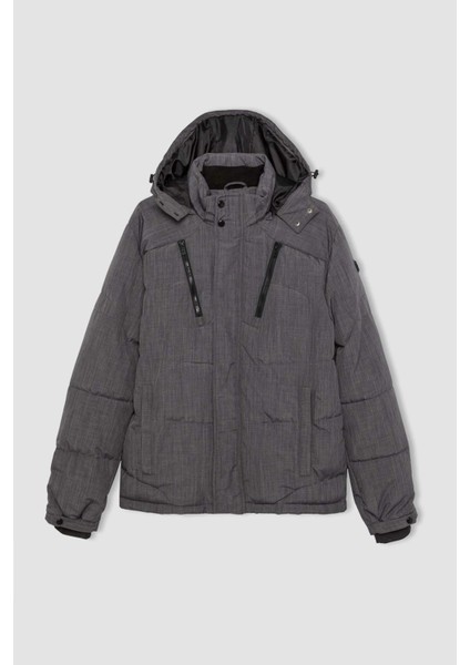 Isı Yalıtımlı Şişme Mont Çıkarılabilir Kapüşonlu Polar Astarlı Su Geçirmez U9773AZ23WN