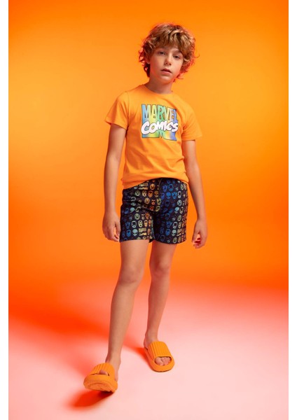 Erkek Çocuk Marvel Comics Kısa Kollu Tişört Deniz Şort 2'li Takım A0714A823HS