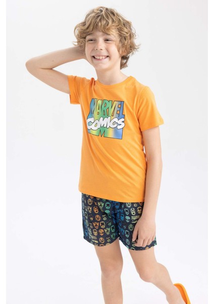 Erkek Çocuk Marvel Comics Kısa Kollu Tişört Deniz Şort 2'li Takım A0714A823HS