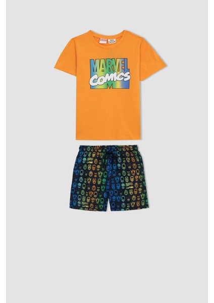 Erkek Çocuk Marvel Comics Kısa Kollu Tişört Deniz Şort 2'li Takım A0714A823HS