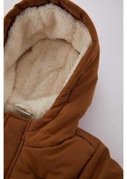 Erkek Bebek Su İtici Polar Astarlı Kapüşonlu Mont A2211A523CW