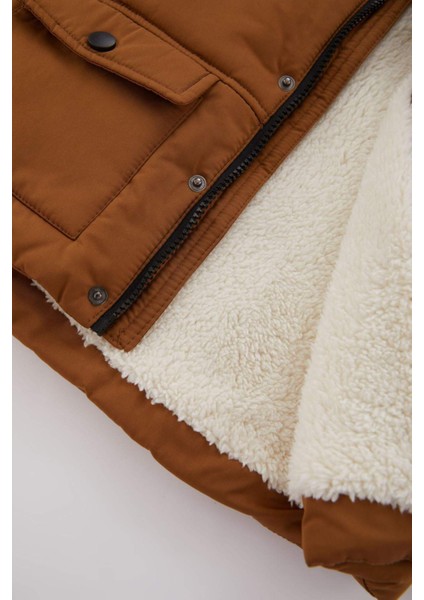 Erkek Bebek Su İtici Polar Astarlı Kapüşonlu Mont A2211A523CW