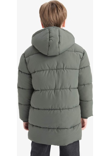 Erkek Çocuk Su Geçirmez Kapüşonlu Fermuarlı Parka