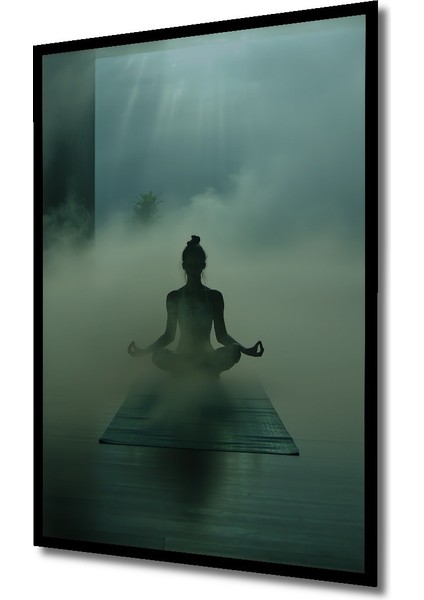 Çerçeve Görünümlü Sisli Meditasyon Yağlı Boya Görünümlü Dekoratif Ahşap Ev/işyeri/ofis Kare Tablo fiyatları