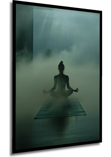 Çerçeve Görünümlü Sisli Meditasyon Yağlı Boya Görünümlü Dekoratif Ahşap Ev/işyeri/ofis Kare Tablo modelleri