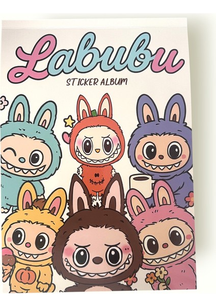 Labubu Sticker Defteri 16 Sayfa Renkli Çıkartma Albümü Labubu Karakterli Sticker Kitabı Çocuk Çıkartma Defteri