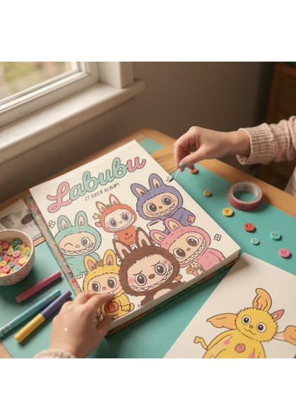 Labubu Sticker Defteri 16 Sayfa Renkli Çıkartma Albümü Labubu Karakterli Sticker Kitabı Çocuk Çıkartma Defteri fiyatları