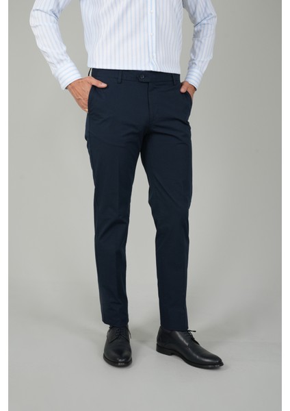 Lacivert Pamuk 4 Cepli Pilesiz Erkek Pantolon PNS24Y24108_D39