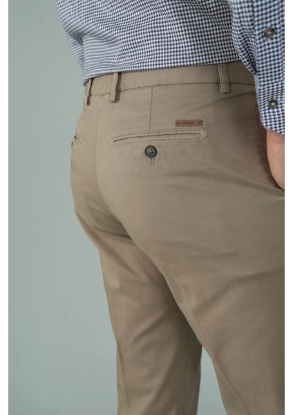 Bej Pamuklu Chino Pilesiz Erkek Pantolon PNS24K24001_07 fırsatları