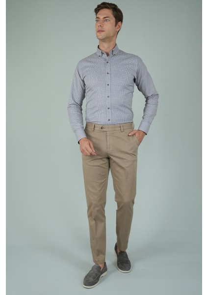 Bej Pamuklu Chino Pilesiz Erkek Pantolon PNS24K24001_07 indirimleri