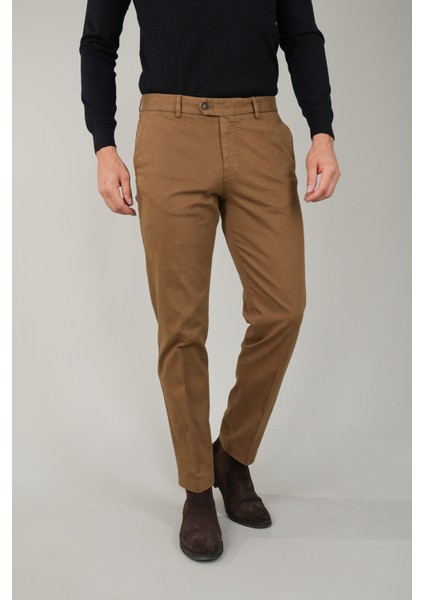 Haki Pamuklu Chino Pilesiz Erkek Pantolon PNS24K24001_D49