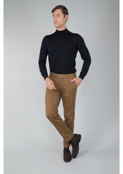 Haki Pamuklu Chino Pilesiz Erkek Pantolon PNS24K24001_D49 fırsatları