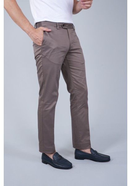Bej Doğal Pamuk Pilesiz Spor Pantolon PNS24K24003_D07
