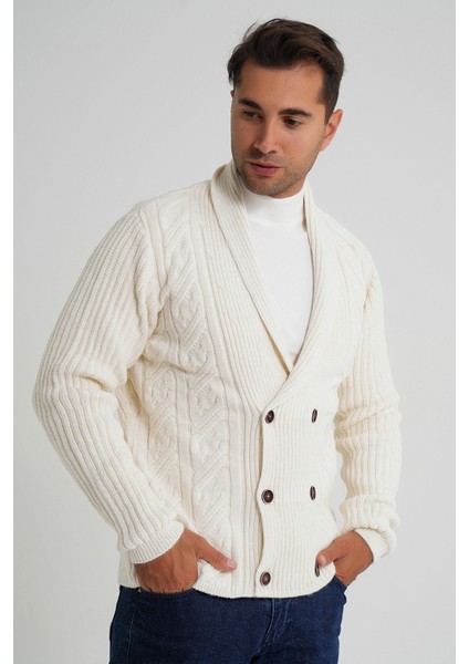 Erkek Şal Yaka Altı Düğmeli Kruvaze Yün Ceket Hırka TRIST-5353 modelleri