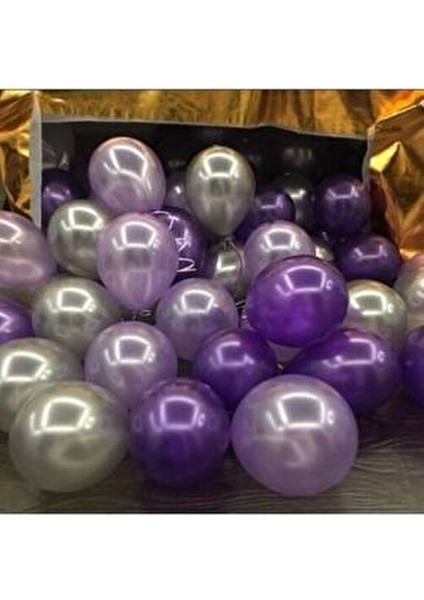 30 Adet Metalik Balon Paketi Mor, Lila ve Gümüş Renklerle Parti Atmosferi fırsatları
