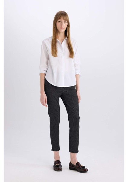 Sigaret Normal Bel Beli Lastikli Düz Paça Basic Düz Saten Kumaş Pantolon J8741AZ23WN