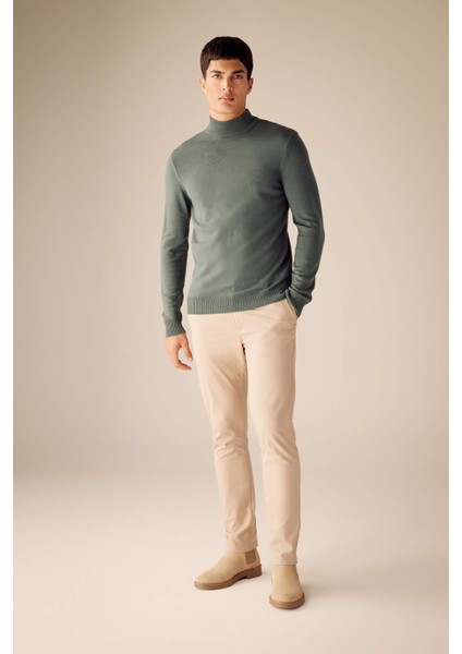 Slim Fit Dar Kesim Yarım Balıkçı Yaka Basic Düz Triko Kazak R1127AZ23WN