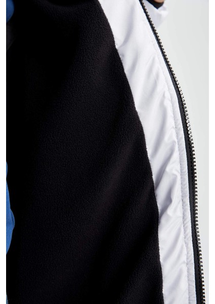 Erkek Çocuk Su Geçirmez Reflektör Baskılı Kapüşonlu Polar Astarlı Uzun Mont Kaban A2729A823WN