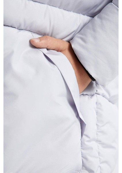 Erkek Çocuk Su Geçirmez Reflektör Baskılı Kapüşonlu Polar Astarlı Uzun Mont Kaban A2729A823WN