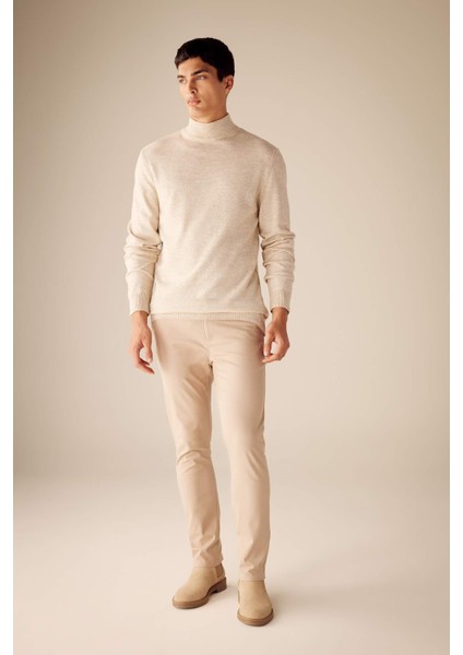 Slim Fit Dar Kesim Yarım Balıkçı Yaka Basic Düz Triko Kazak R1127AZ23WN