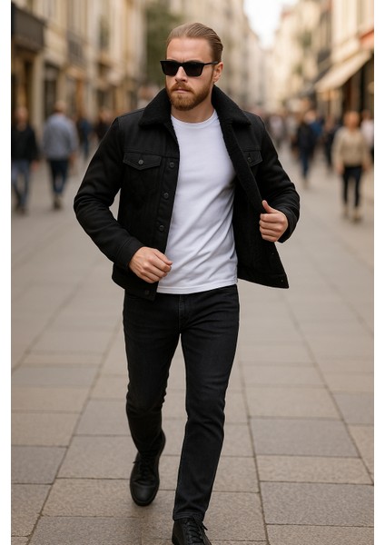 Siyah Renk İçi Siyah Kürklü Erkek Kot Mont fiyatları