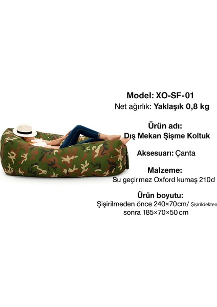 Kamuflaj Desenli Taşınabilir Şişme Yatak Festival Kamp, Plaj Outodor Için Rahat Koltuk Su Geçirmez fiyatları