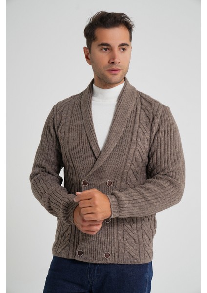 Erkek Şal Yaka Altı Düğmeli Kruvaze Yün Ceket Hırka TRIST-5353 fiyatları