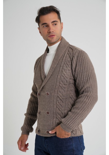 Erkek Şal Yaka Altı Düğmeli Kruvaze Yün Ceket Hırka TRIST-5353 modelleri