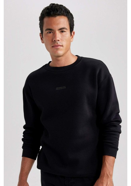 Boxy Fit Bisiklet Yaka Baskılı Sweatshirt X8282AZ23AU