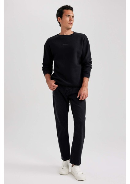 Boxy Fit Bisiklet Yaka Baskılı Sweatshirt X8282AZ23AU