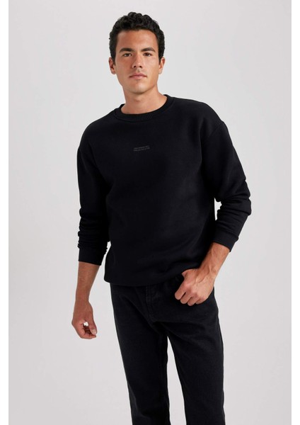Boxy Fit Bisiklet Yaka Baskılı Sweatshirt X8282AZ23AU