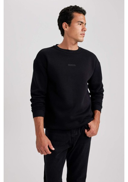 Boxy Fit Bisiklet Yaka Baskılı Sweatshirt X8282AZ23AU