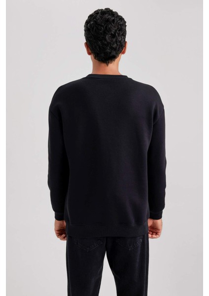 Boxy Fit Bisiklet Yaka Baskılı Sweatshirt X8282AZ23AU