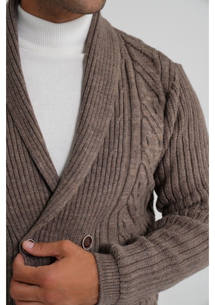 Erkek Şal Yaka Altı Düğmeli Kruvaze Yün Ceket Hırka TRIST-5353 indirimleri