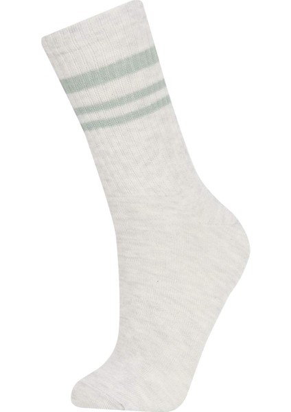 Kadın Rahat Lastikli 3'lü Pamuklu Uzun Çorap A5877AXNS