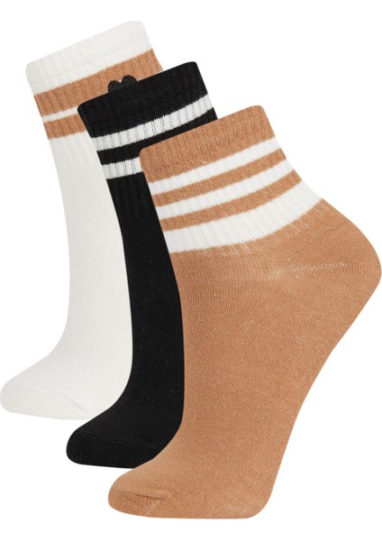 Kadın Rahat Lastikli 3'lü Pamuklu Uzun Çorap