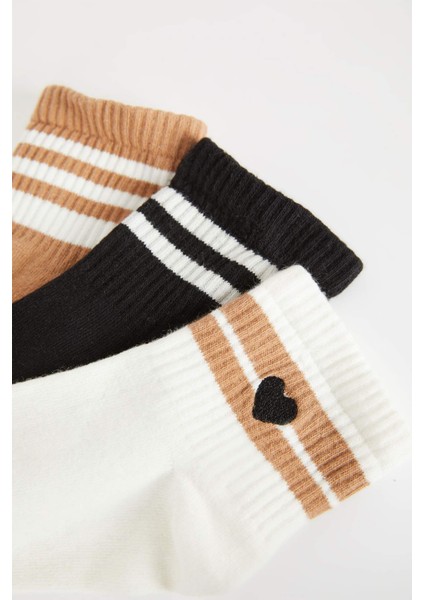 Kadın Rahat Lastikli 3'lü Pamuklu Uzun Çorap