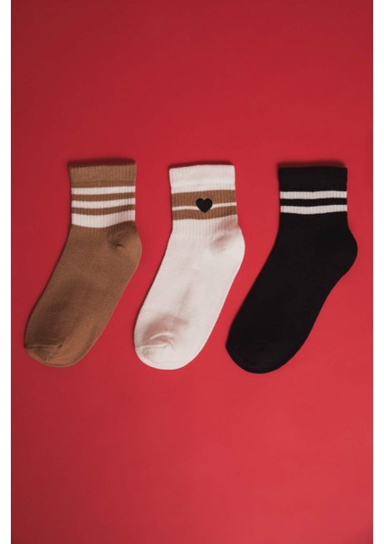 Kadın Rahat Lastikli 3'lü Pamuklu Uzun Çorap