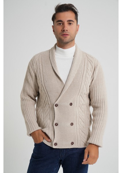 Erkek Şal Yaka Altı Düğmeli Kruvaze Yün Ceket Hırka TRIST-5353 fiyatları