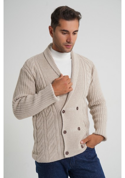 Erkek Şal Yaka Altı Düğmeli Kruvaze Yün Ceket Hırka TRIST-5353 modelleri