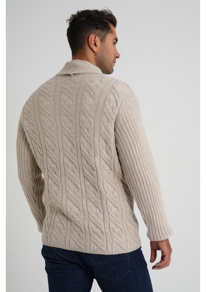 Erkek Şal Yaka Altı Düğmeli Kruvaze Yün Ceket Hırka TRIST-5353 fırsatları