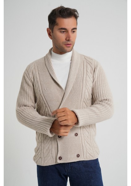 Erkek Şal Yaka Altı Düğmeli Kruvaze Yün Ceket Hırka TRIST-5353 indirimleri