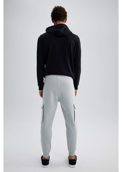 Regular Fit Jogger Eşofman Altı Kargo Cepli Basic Düz Beli Bağcıklı Lastikli Paça