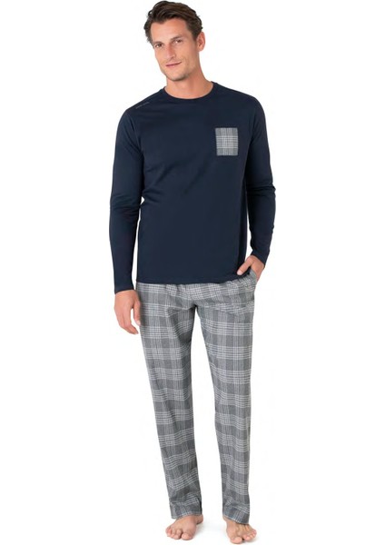 Erkek Uzun Kollu Bisiklet Yaka Pijama Takım 6107